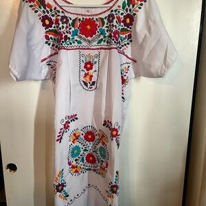 Embroidered Floral White Dress
